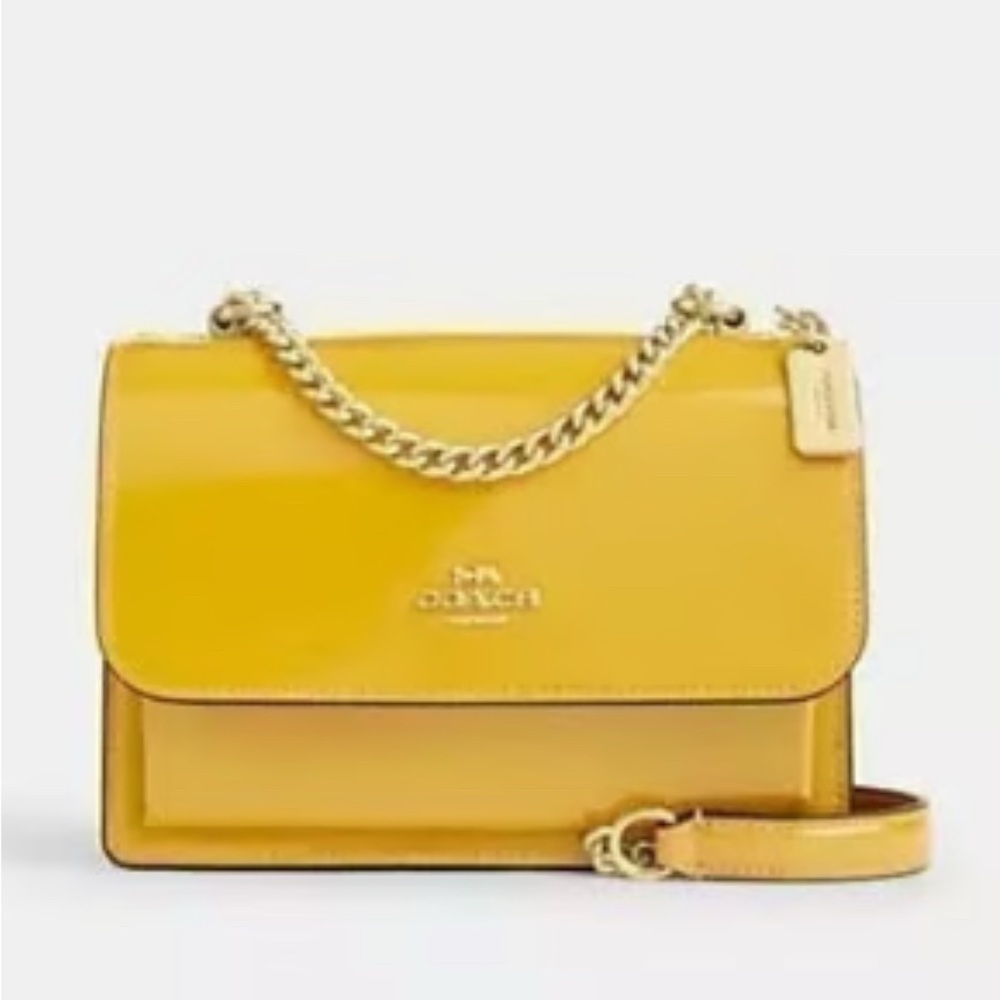 Coach Yellow Crossbody Bag with Gold Chain Strap